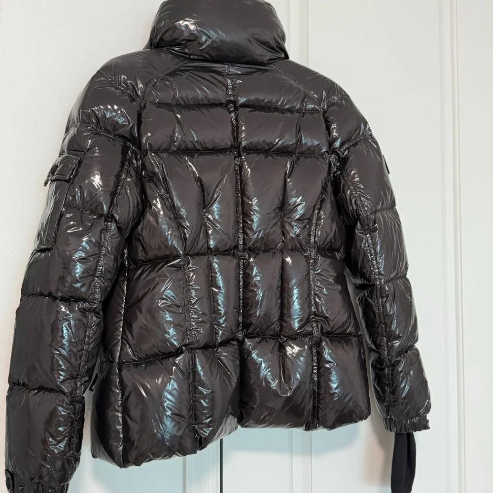 SAM. New York Glossy Down Puffer Jacket L Black/Charcoal | $395 Retail - Picture 9 of 10